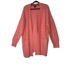 HALOGEN Cardigan Women Size 1 Plus‎ Long Sleeve Open Front Pink Sweater Cozy